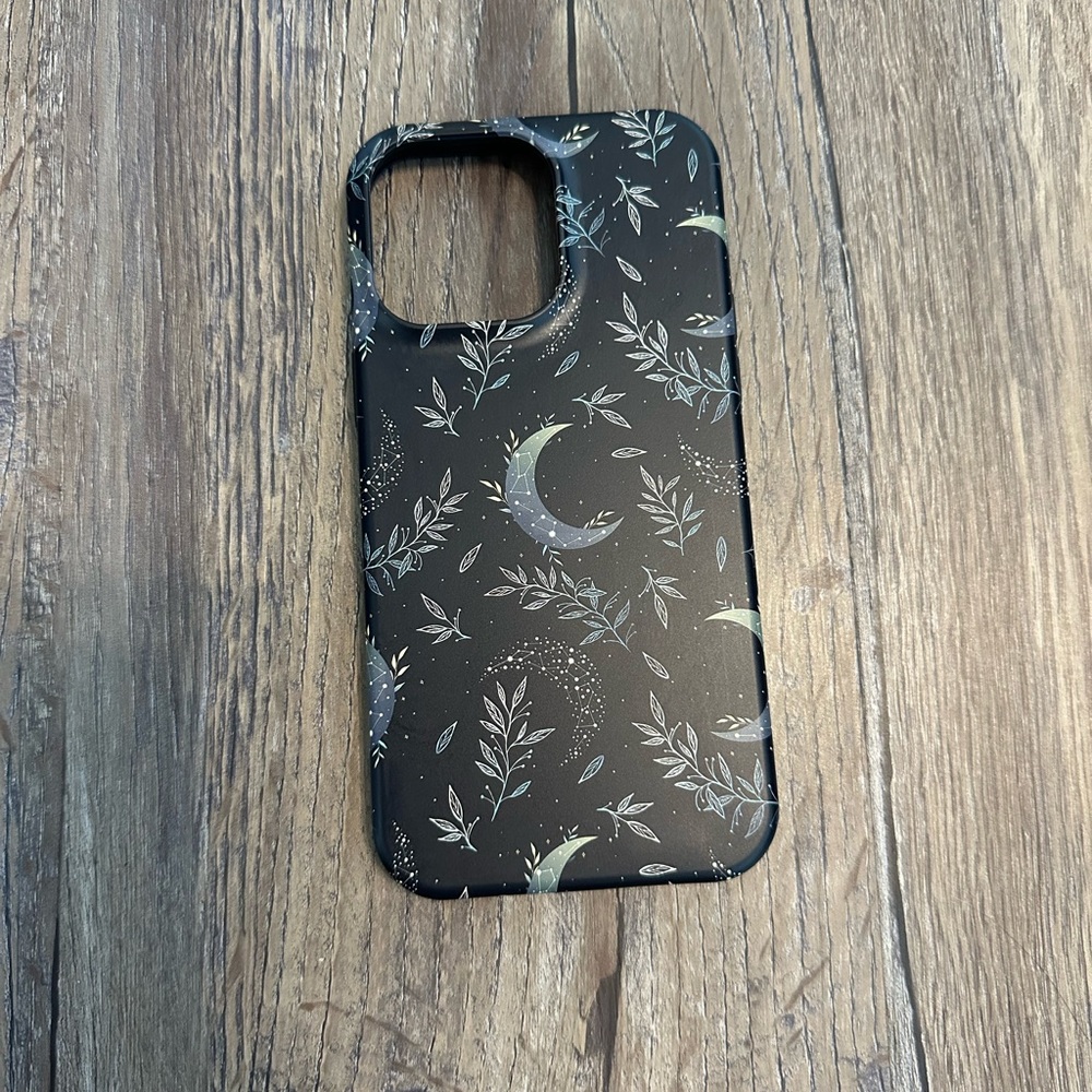 iPhone 14 pro max never used phone case with moon and leaf pattern